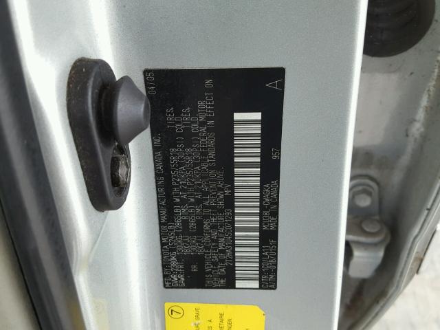 2T2HA31U45C071293 - 2005 LEXUS RX 330 GRAY photo 10