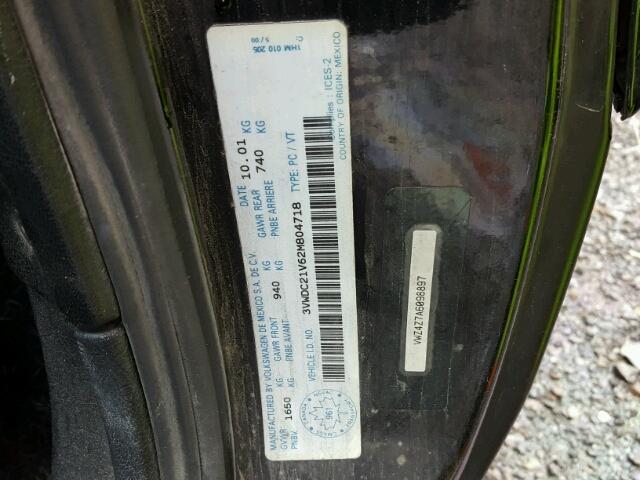 3VWDC21V62M804718 - 2002 VOLKSWAGEN CABRIO GLX 黑色 照片 10