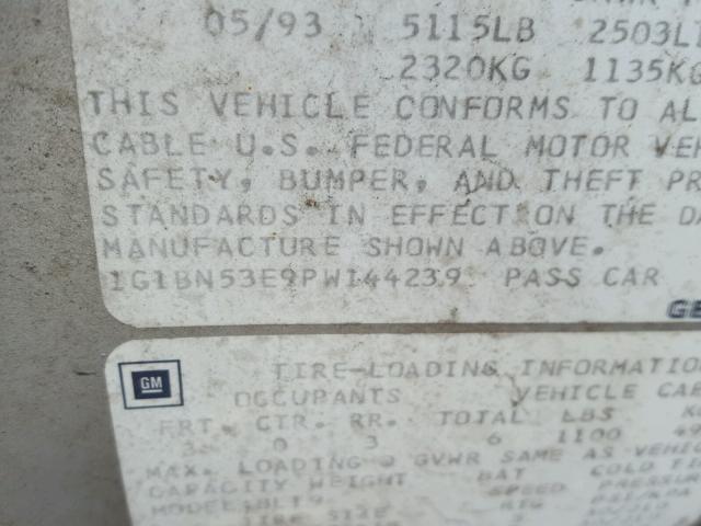 1G1BN53E9PW144239 - 1993 CHEVROLET CAPRICE CL 银色 照片 10