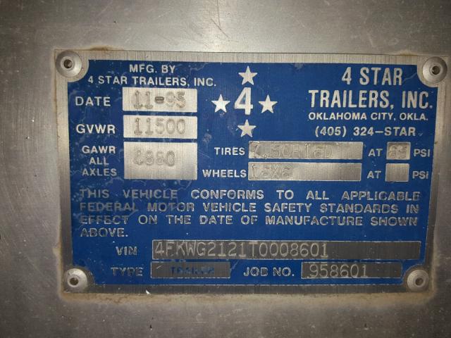 4FKWG2121T0008601 - 1996 FOUR TRAILER SILVER photo 10