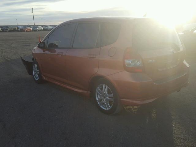 JHMGD38648S064635 - 2008 HONDA FIT SPORT ORANGE photo 3