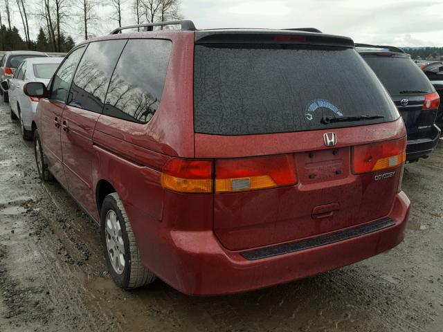 5FNRL18602B044985 - 2002 HONDA ODYSSEY EX RED photo 3