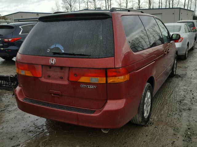 5FNRL18602B044985 - 2002 HONDA ODYSSEY EX RED photo 4