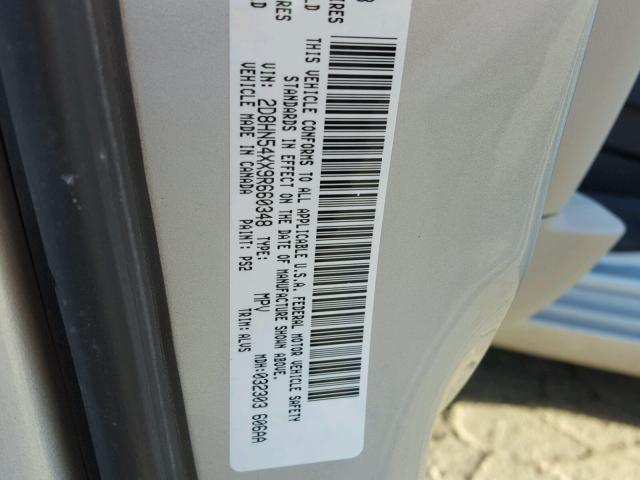 2D8HN54XX9R660348 - 2009 DODGE GRAND CARA SILVER photo 10