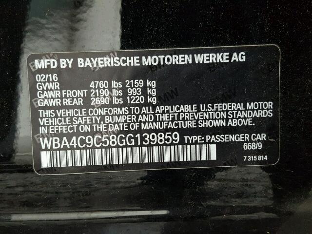 WBA4C9C58GG139859 - 2016 BMW 428 XI BLACK photo 10