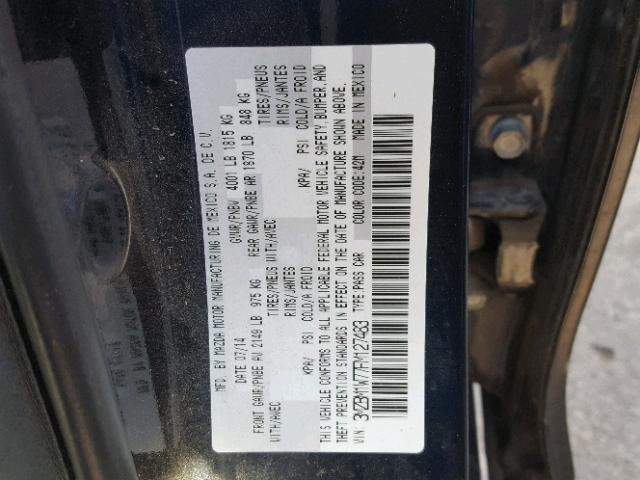 3MZBM1W77FM127483 - 2015 MAZDA 3 GRAND TO BLUE photo 10