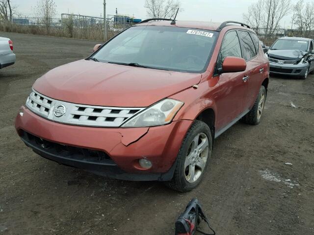 JN8AZ08W74W338523 - 2004 NISSAN MURANO SL ORANGE photo 2