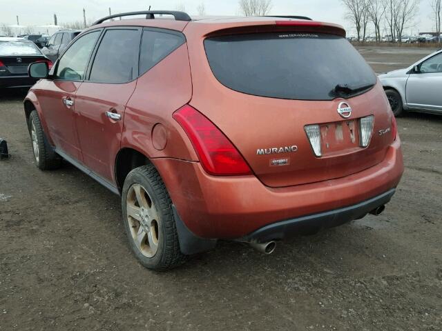 JN8AZ08W74W338523 - 2004 NISSAN MURANO SL ORANGE photo 3