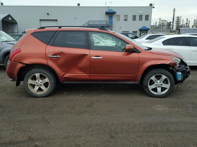 JN8AZ08W74W338523 - 2004 NISSAN MURANO SL ORANGE photo 9