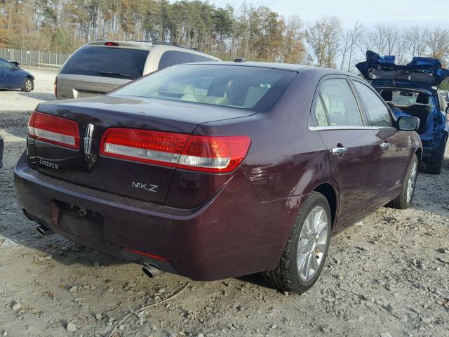 3LNDL2L31CR817018 - 2012 LINCOLN MKZ HYBRID BURGUNDY photo 4