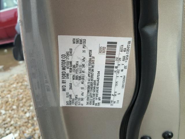 1FMEU63E16UA57034 - 2006 FORD EXPLORER X SILVER photo 10