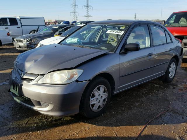 1HGES16355L018525 - 2005 HONDA CIVIC DX V GRAY photo 2