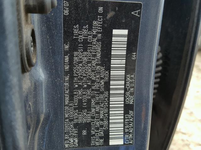 5TBBT54187S454366 - 2007 TOYOTA TUNDRA DOU GRAY photo 10