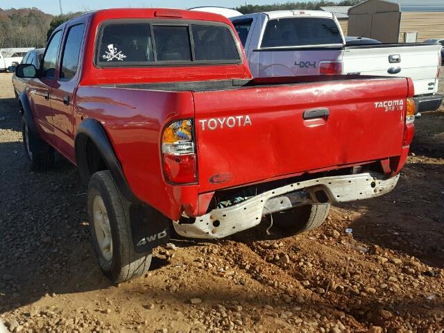 5TEHN72N54Z343382 - 2004 TOYOTA TACOMA DOU RED photo 3