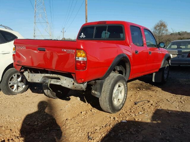 5TEHN72N54Z343382 - 2004 TOYOTA TACOMA DOU RED photo 4