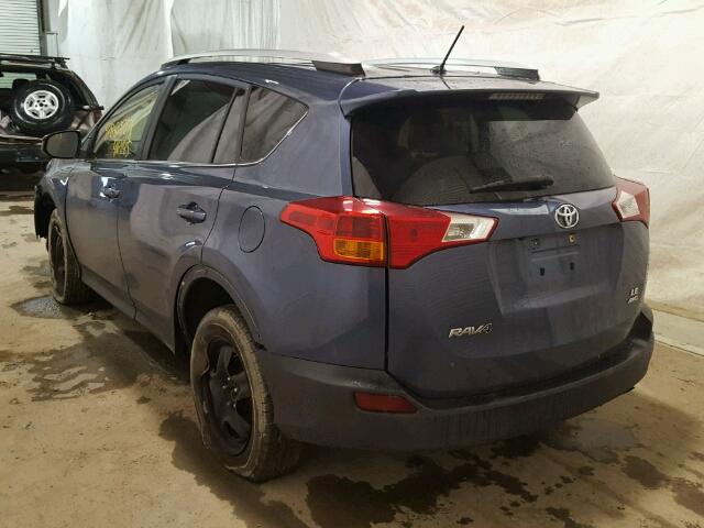 JTMBFREV2DD028378 - 2013 TOYOTA RAV4 LE Կապույտ լուսանկար 3