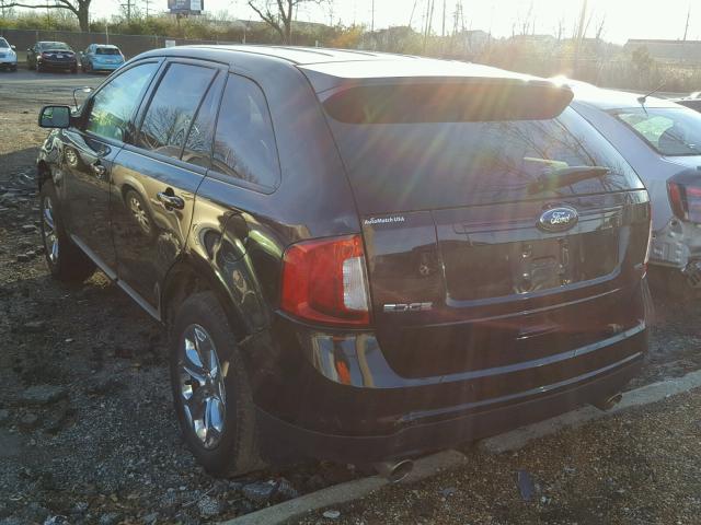 2FMDK3JCXDBB52292 - 2013 FORD EDGE SEL BLACK photo 3