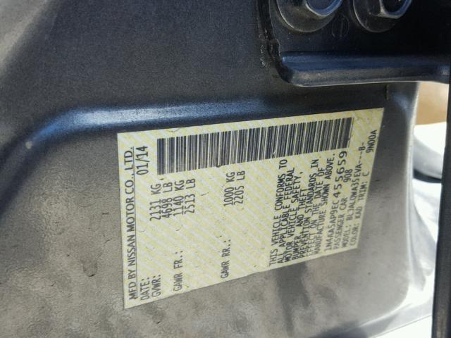 1N4AA5AP9EC455659 - 2014 NISSAN MAXIMA S SILVER photo 10