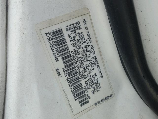 4T1BG12K5TU946757 - 1996 TOYOTA CAMRY DX WHITE photo 10