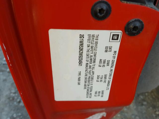 2G1WN52K2W9234641 - 1998 CHEVROLET LUMINA LTZ RED photo 10