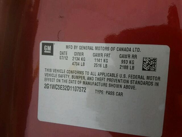 2G1WC5E32D1107572 - 2013 CHEVROLET IMPALA LTZ RED photo 10