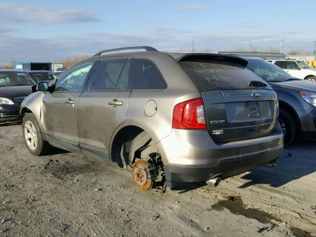 2FMDK3JC9EBA16835 - 2014 FORD EDGE SEL BROWN photo 3