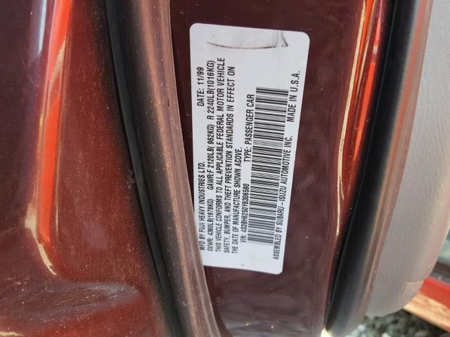 4S3BH6250Y6306590 - 2000 SUBARU LEGACY BRI RED photo 10