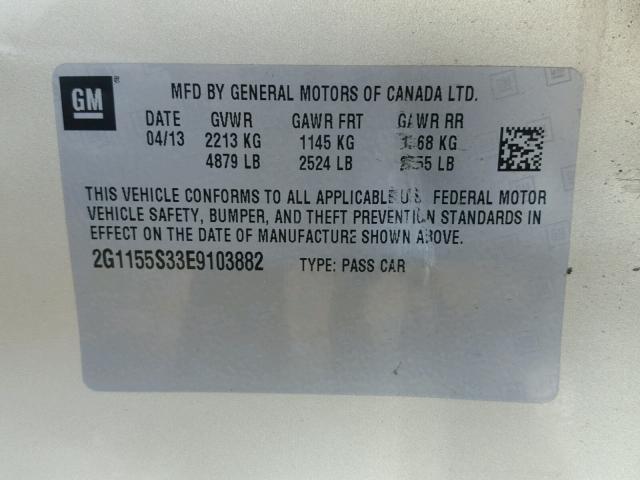 2G1155S33E9103882 - 2014 CHEVROLET IMPALA LTZ CREAM photo 10