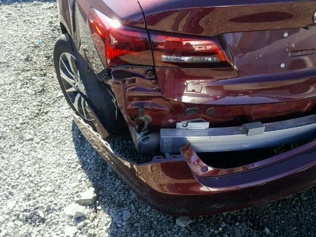 19UUB1F36GA007866 - 2016 ACURA TLX BURGUNDY photo 9