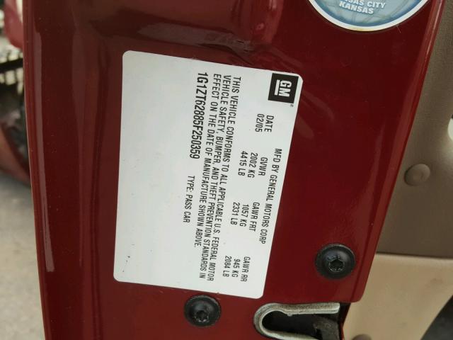 1G1ZT62885F250359 - 2005 CHEVROLET MALIBU MAX 红色 照片 10