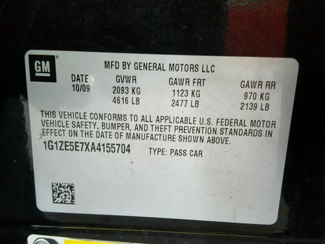 1G1ZE5E7XA4155704 - 2010 CHEVROLET MALIBU LTZ 黑色 照片 10