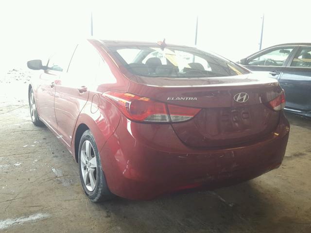 5NPDH4AE9DH400255 - 2013 HYUNDAI ELANTRA GL BURGUNDY photo 3