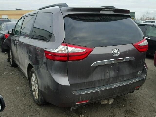 5TDDK3DC2FS125699 - 2015 TOYOTA SIENNA XLE GRAY photo 3