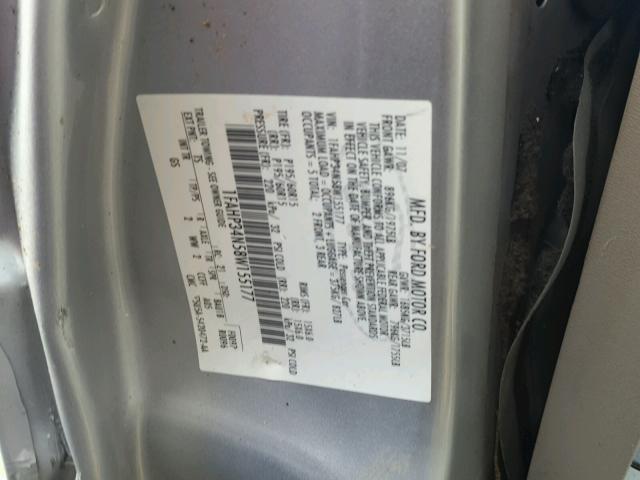 1FAHP34N58W155177 - 2008 FORD FOCUS S/SE SILVER photo 10