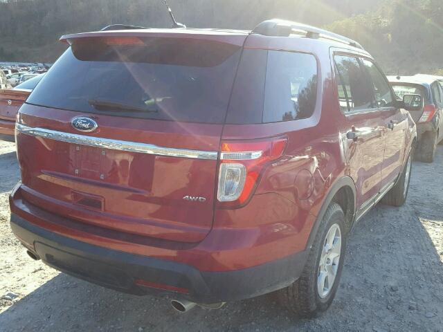 1FM5K8B81DGC76245 - 2013 FORD EXPLORER RED photo 4