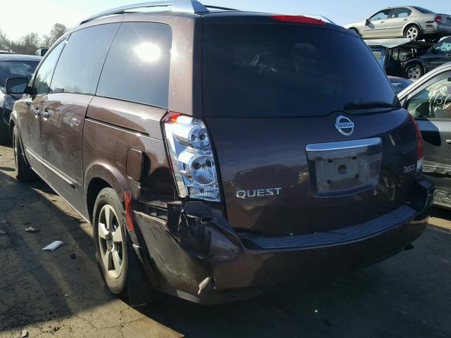 5N1BV28U47N125251 - 2007 NISSAN QUEST S BROWN photo 3