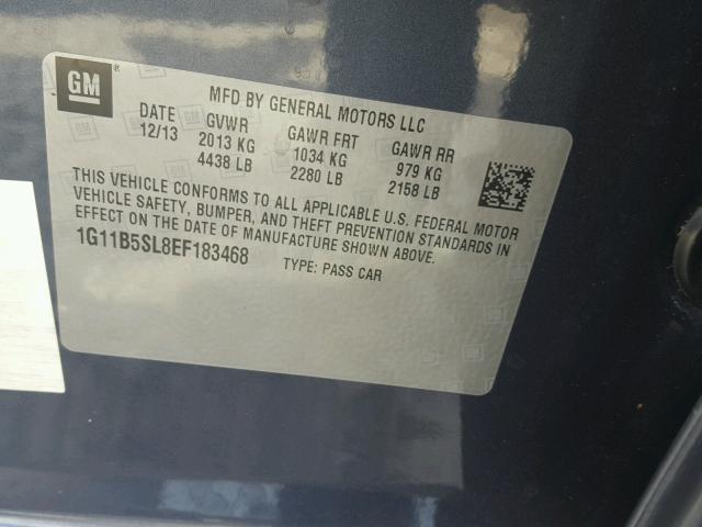 1G11B5SL8EF183468 - 2014 CHEVROLET MALIBU LS ლურჯი ფოტო 10