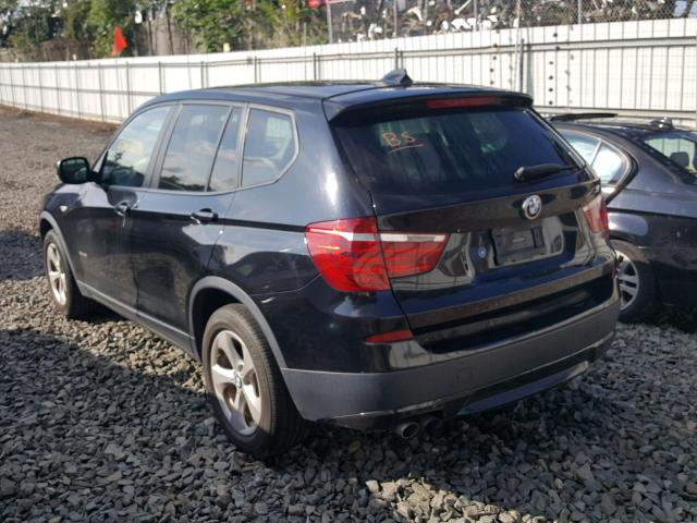 5UXWX5C55CL722544 - 2012 BMW X3 XDRIVE2 BLACK photo 3