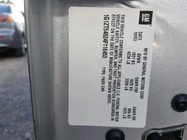 1G1ZT54824F116453 - 2004 CHEVROLET MALIBU LS 银色 照片 10