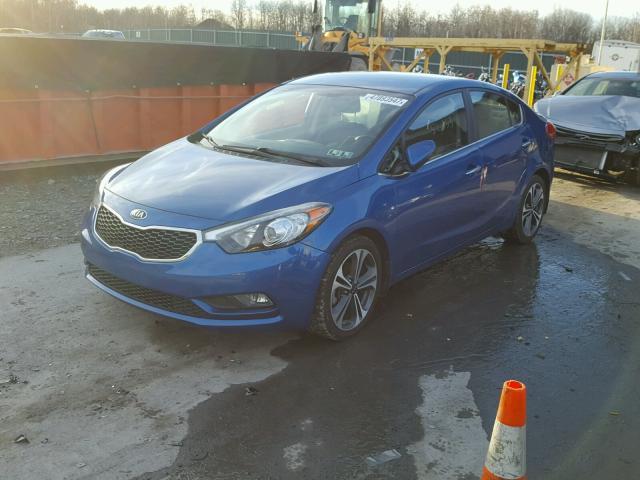 KNAFX4A88E5071097 - 2014 KIA FORTE EX BLUE photo 2