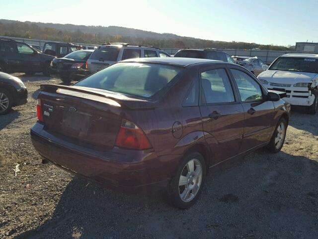 1FAHP34N67W263645 - 2007 FORD FOCUS ZX4 BURGUNDY photo 4