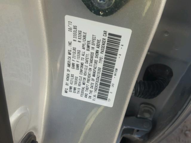 1HGCR2F82DA276399 - 2013 HONDA ACCORD EXL SILVER photo 10