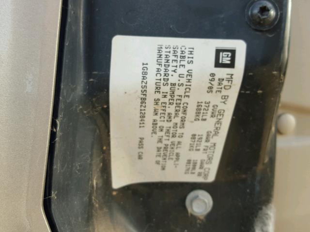 1G8AZ55F86Z128411 - 2006 SATURN ION LEVEL GOLD photo 10