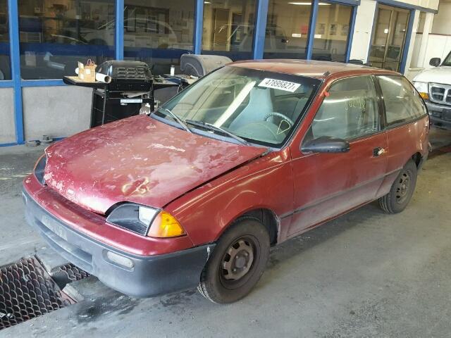 2C1MR2466N6770166 - 1992 GEO METRO BASE RED photo 2