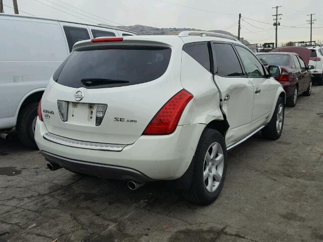 JN8AZ08W47W642090 - 2007 NISSAN MURANO SL WHITE photo 4