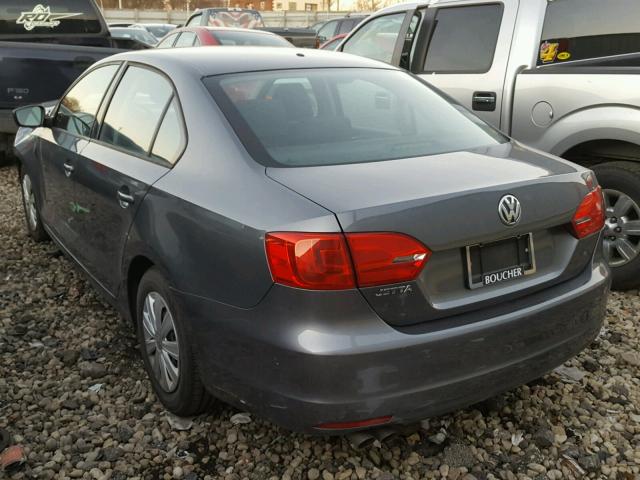 3VW1K7AJ8CM359805 - 2012 VOLKSWAGEN JETTA BASE GRAY photo 3