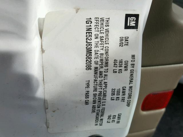 1G1NE52J63M582086 - 2003 CHEVROLET MALIBU LS 白色 照片 10