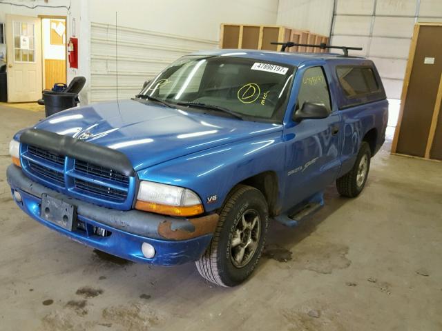 1B7FL26X8WS713629 - 1998 DODGE DAKOTA BLUE photo 2