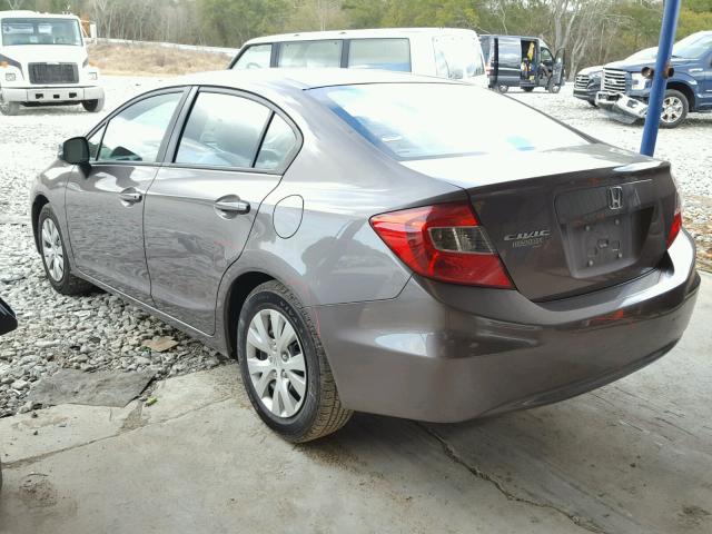 2HGFB2F5XCH530366 - 2012 HONDA CIVIC LX GRAY photo 3