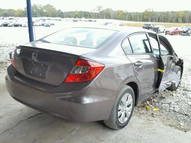 2HGFB2F5XCH530366 - 2012 HONDA CIVIC LX GRAY photo 4